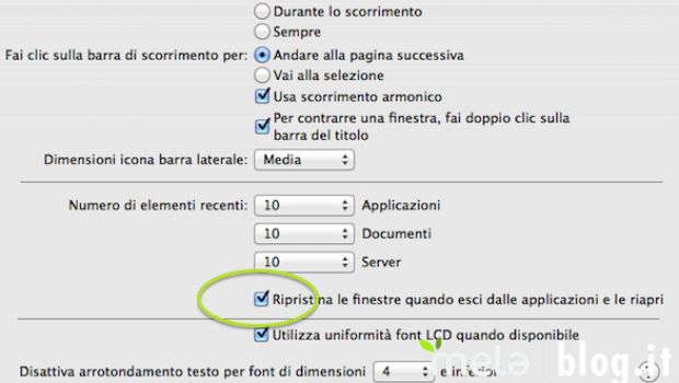 Configurare l'apertura automatica delle finestre in Lion