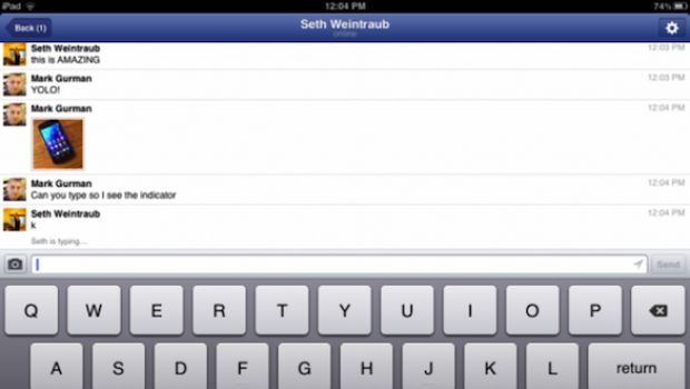 Facebook Messenger con chat video in arrivo su iPad