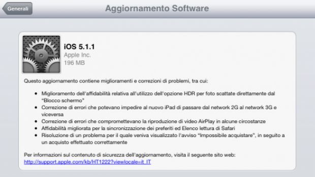 Apple rilascia iOS 5.1.1, ma senza Siri in Italiano