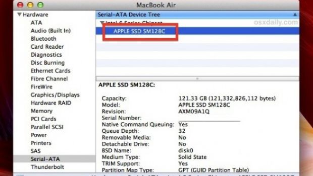 Scoprire i produttori di LCD e SSD del proprio Mac