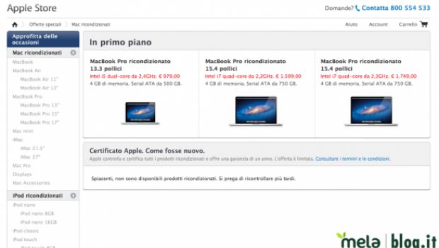 Sospesa la vendita di Mac ricondizionati sull'Apple Store (aggiornato)