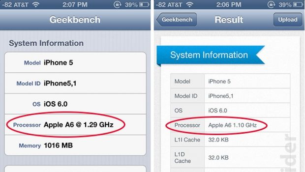 Il processore A6 varia la frequenza da 550 MHz a 1.3 GHz