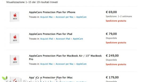 Apple ritira AppleCare dai negozi italiani