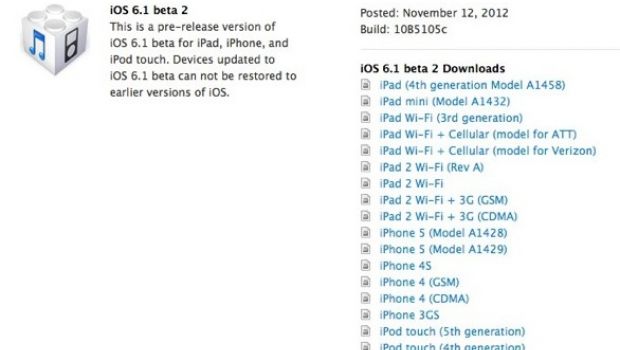 Apple invia la seconda beta di iOS 6.1 agli sviluppatori