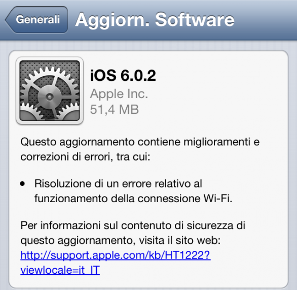 Apple rilascia iOS 6.0.2 per iPhone 5 e iPad mini