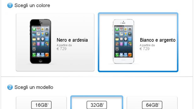 iPhone 5 disponibile in pronta consegna su Apple Store Online