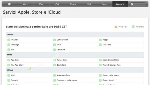 Apple: nuova pagina per controllare lo stato dei servizi online