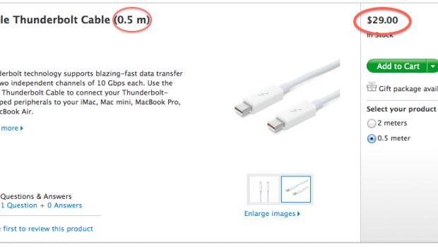 I cavi Thunderbolt di Apple sono meno costosi