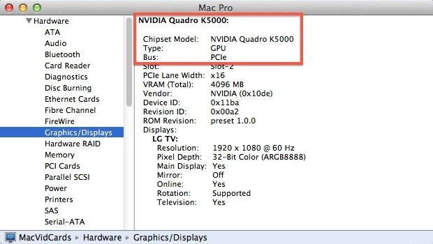 Tracce di NVIDIA Quadro K5000 in OS X 10.8.3 Beta 13