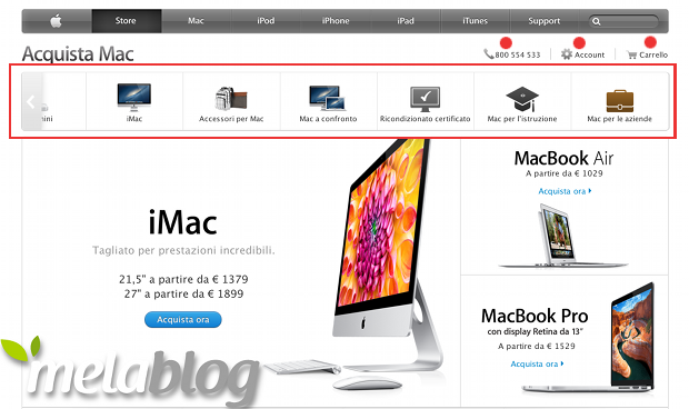 Apple Store online: lievi modifiche e nuova barra di navigazione