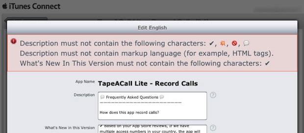 App Store, niente emoticon e caratteri speciali nelle descrizioni delle app