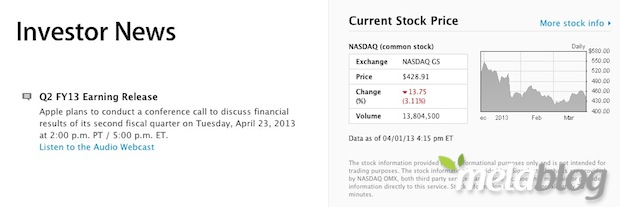 Apple, risultati fiscali Q2 2013 il 23 aprile