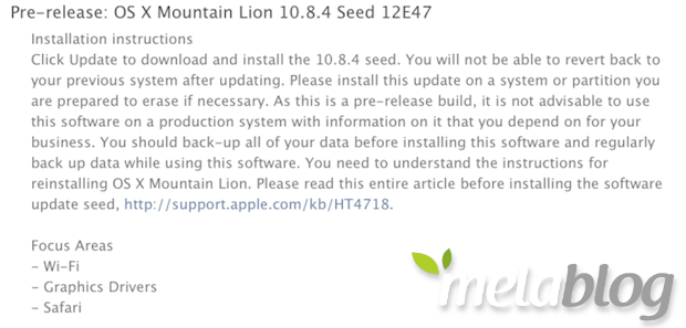 OS X 10.8.4, Apple distribuisce la sesta beta agli sviluppatori