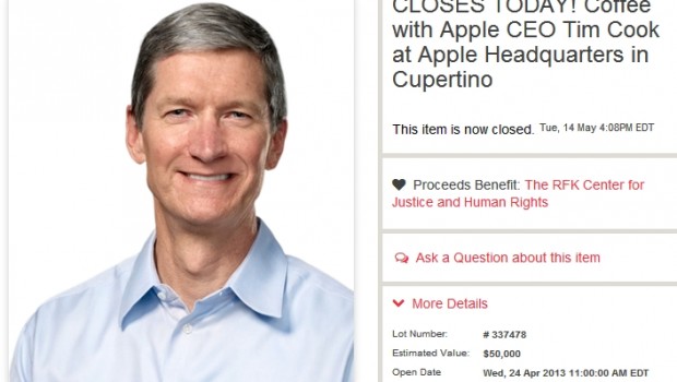 Un caffè con Tim Cook: l'asta si chiude a un prezzo esorbitante