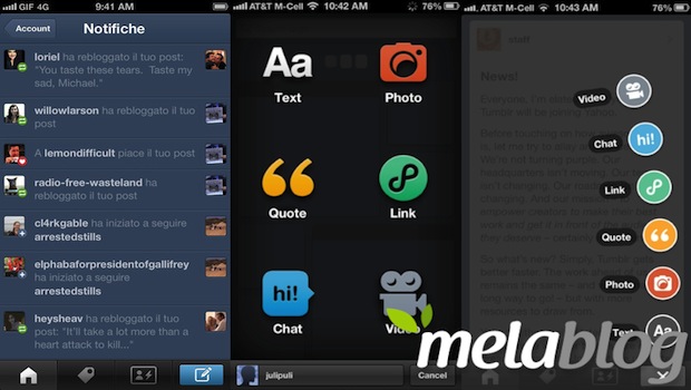 Tumbler per iOS, importante update dopo l'acquisizione di Yahoo