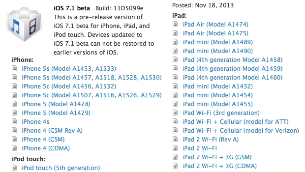 iOS 7.1 Apple rilascia la prima beta agli sviluppatori