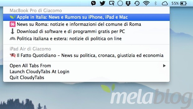 CloudyTabs porta i Pannelli iCloud su tutti i browser per OS X