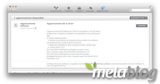 Apple rilascia OS X 10.9.4: fix per WiFi, e arriva Safari 7.0.5