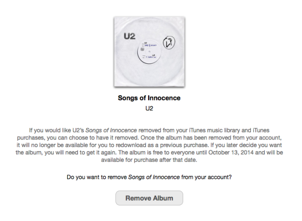 Songs of Innocence degli U2: Apple mette a disposizione un link per rimuovere l'album da iTunes