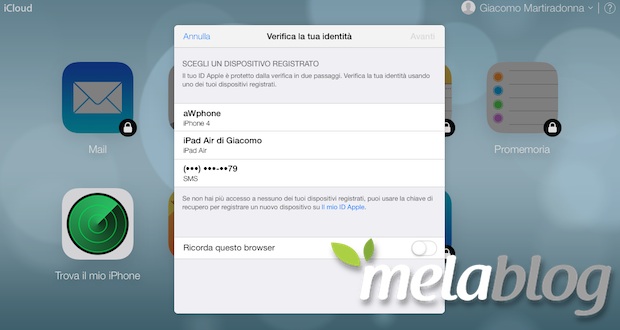 Apple estende la verifica in due passaggi ad iCloud.com