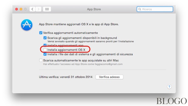 OS X Yosemite, installare automaticamente gli aggiornamenti di sistema