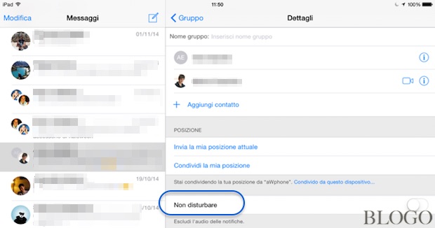 iOS 8, gestire SMS, MMS e iMessage di Gruppo e disattivare le notifiche