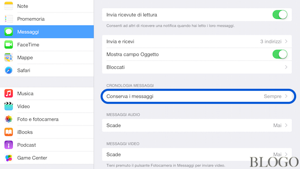 iOS 8, recuperare spazio su iPhone e iPad  rimuovendo la Cronologia Messaggi