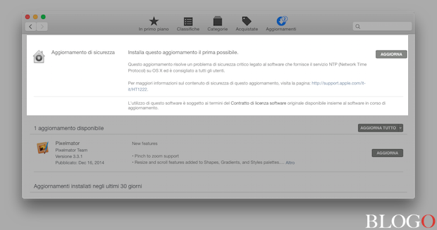 OS X, Apple rilsascia un aggiornamento critico per Network Time Protocol