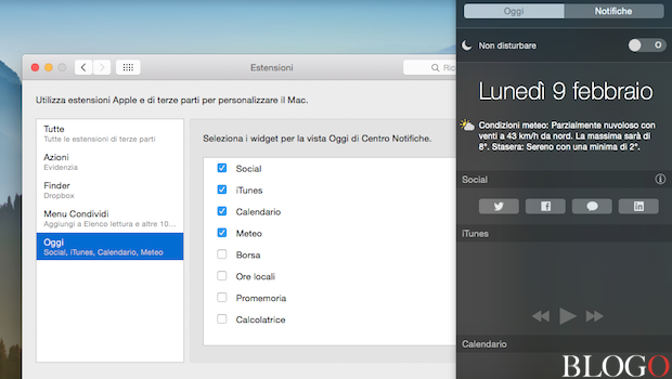 OS X Yosemite: Nascondere (o mostrare) i Widget nel Centro Notifiche