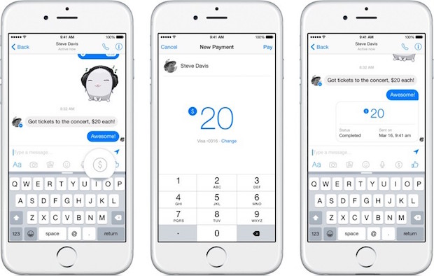 Facebook Messenger, inviare denaro istantaneamente da iPhone e iPad