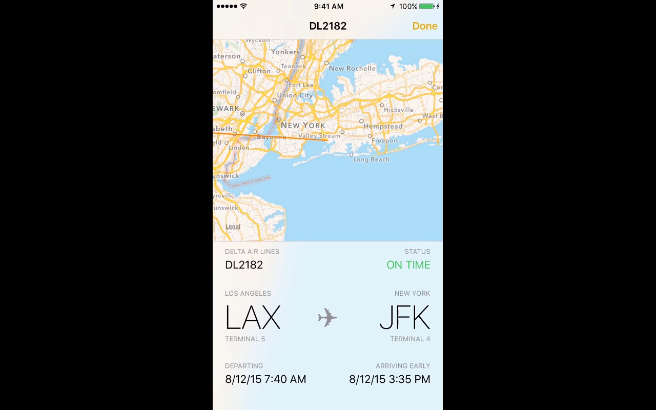 iOS 9 e OS X El Capitan, controllare lo stato di un volo in un clic