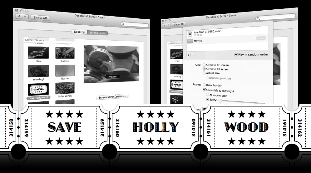 Trasformare i film in ScreenSaver su Mac con SaveHollywood