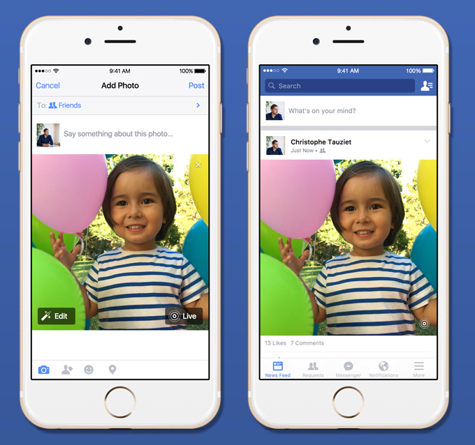 Facebook per iOS introduce il supporto a Live Photos