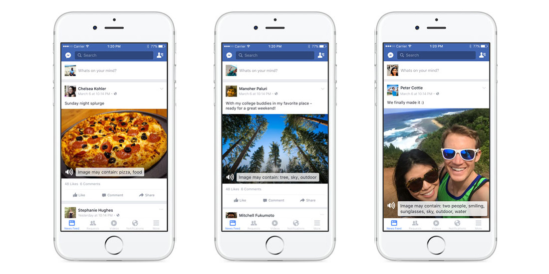 Facebook, l'app per iOS permette ai non vedenti di avere una descrizione delle foto