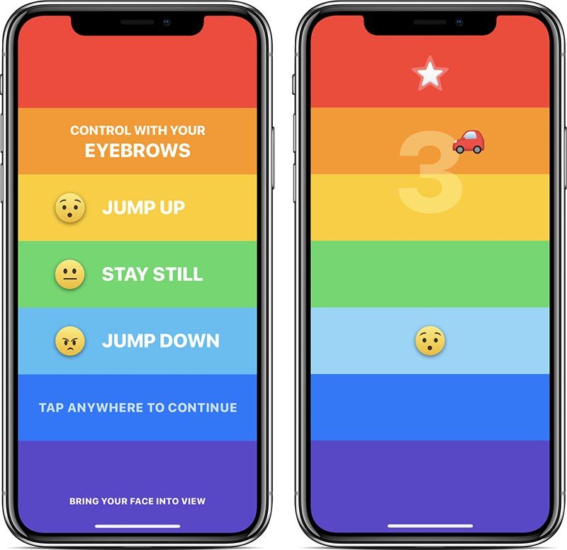 Rainbrow, il gioco per iPhone X che si controlla con le espressioni facciali