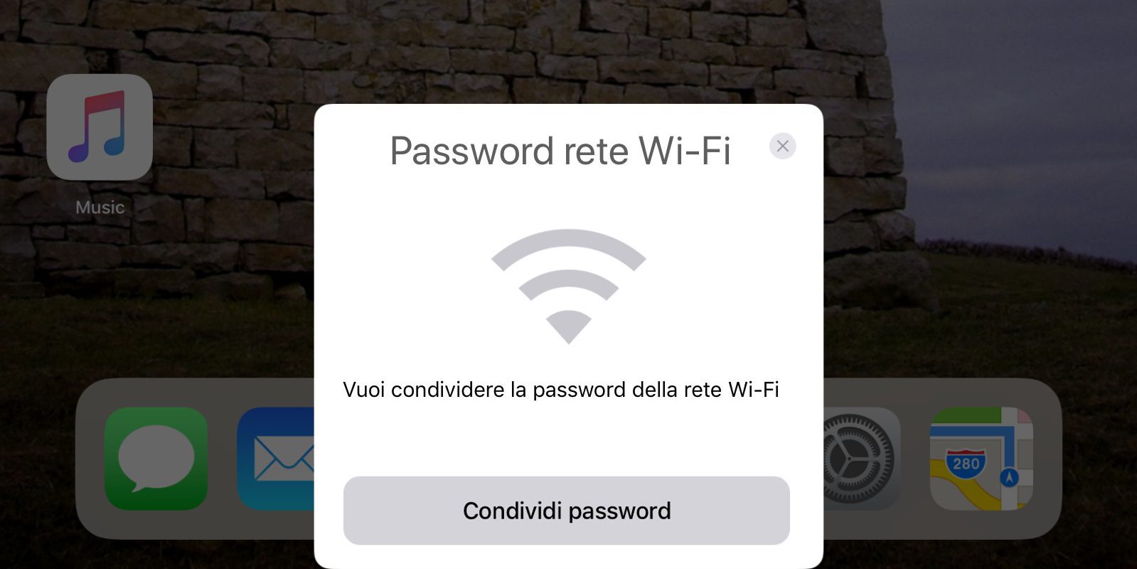 Condividere la password del WiFi su iPhone