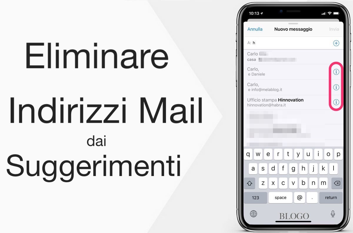 Eliminare indirizzi mail memorizzati tra i suggerimenti di iPhone