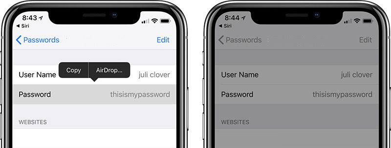 iOS 12, condividere password via AirDrop