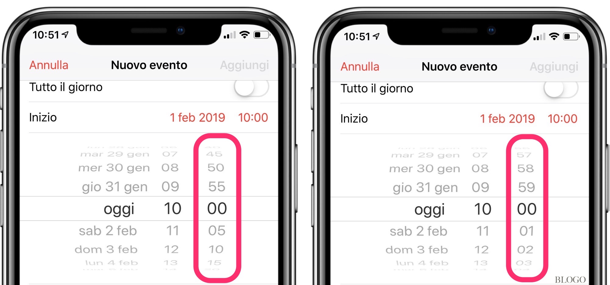 Calendario iPhone, aumentare la precisione dell'orario