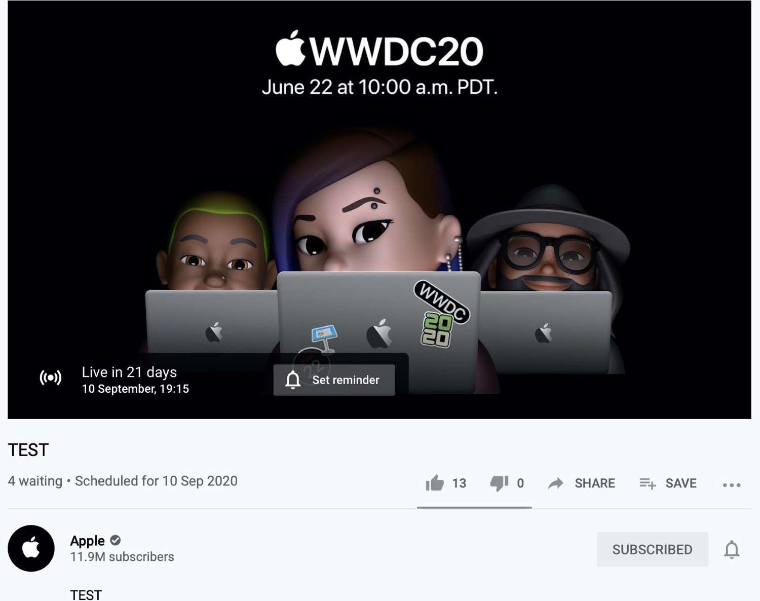 Evento Apple il 10 settembre? C'era un Live su Youtube