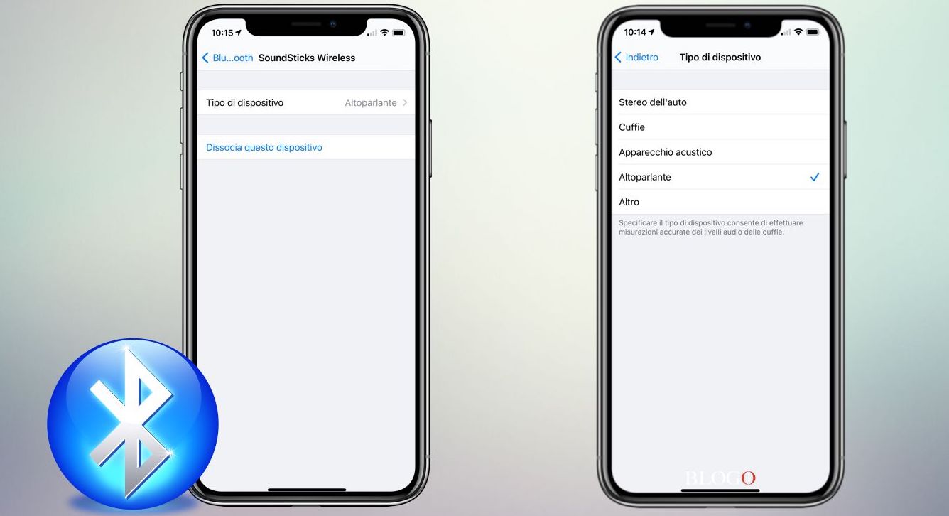 iPhone, assegnare nome e tipologia ai Dispositivi Bluetooth