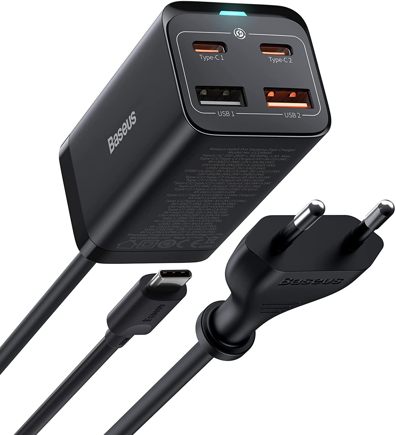 Baseus Caricatore USB-C 65W GaN con spina italiana in sconto