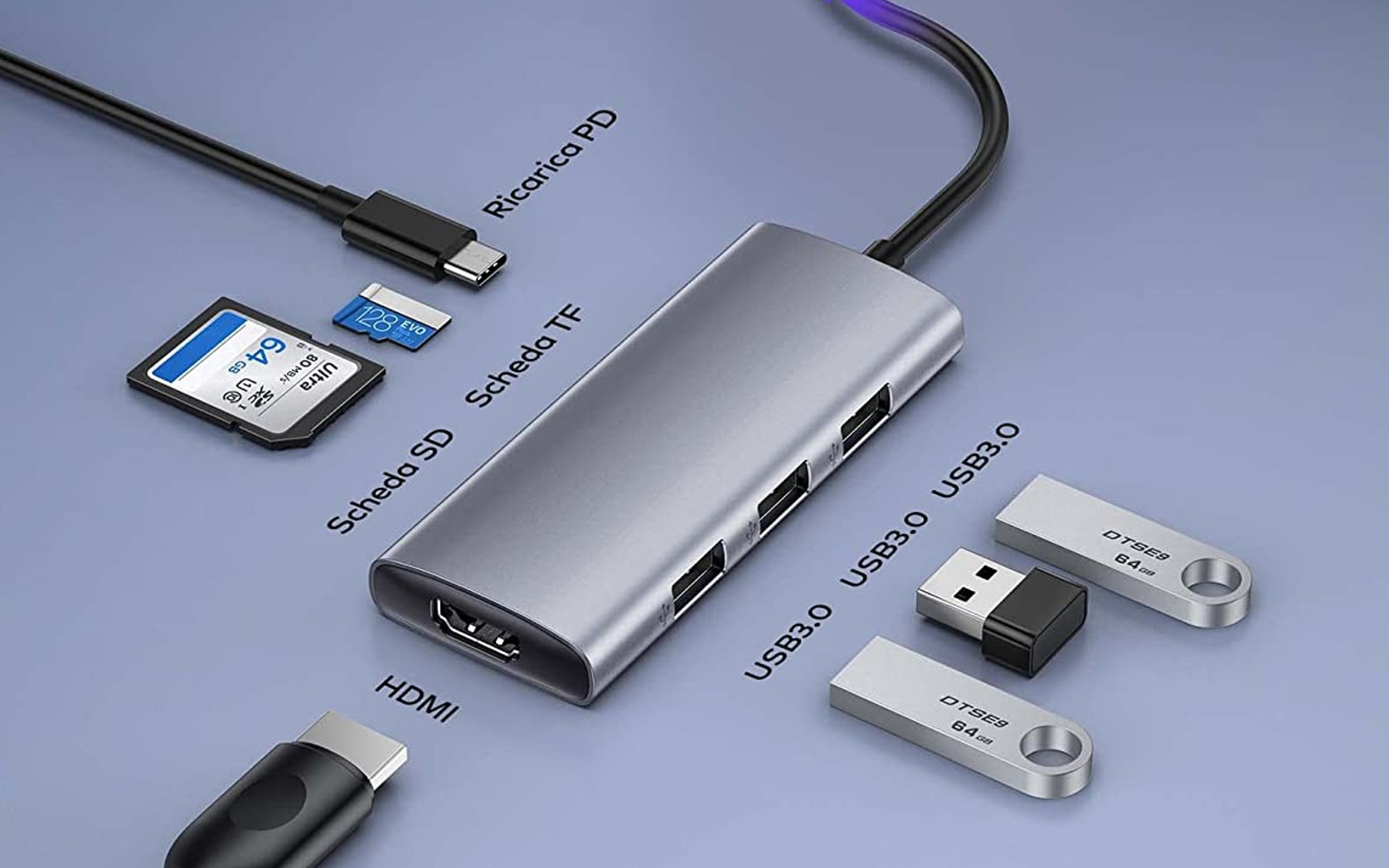 Hub USB-C 7 in 1 in offerta a 22,49 euro con Coupon