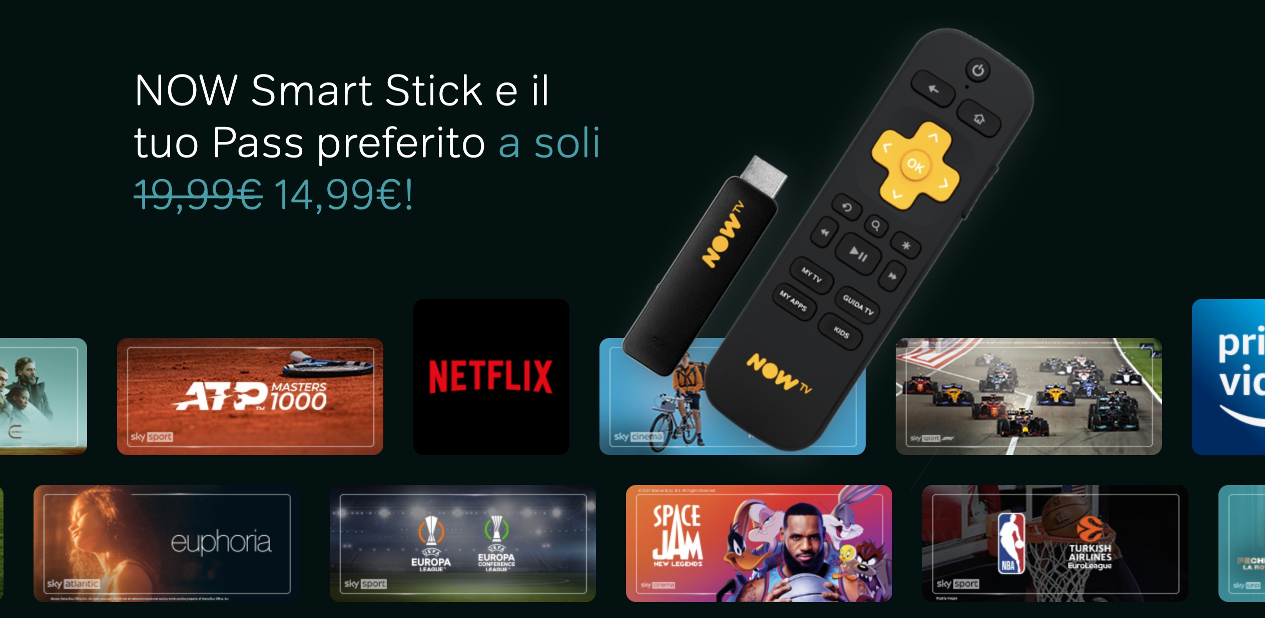 NOW Smart Stick, chiavetta HDMI per TV streaming a 14,99€