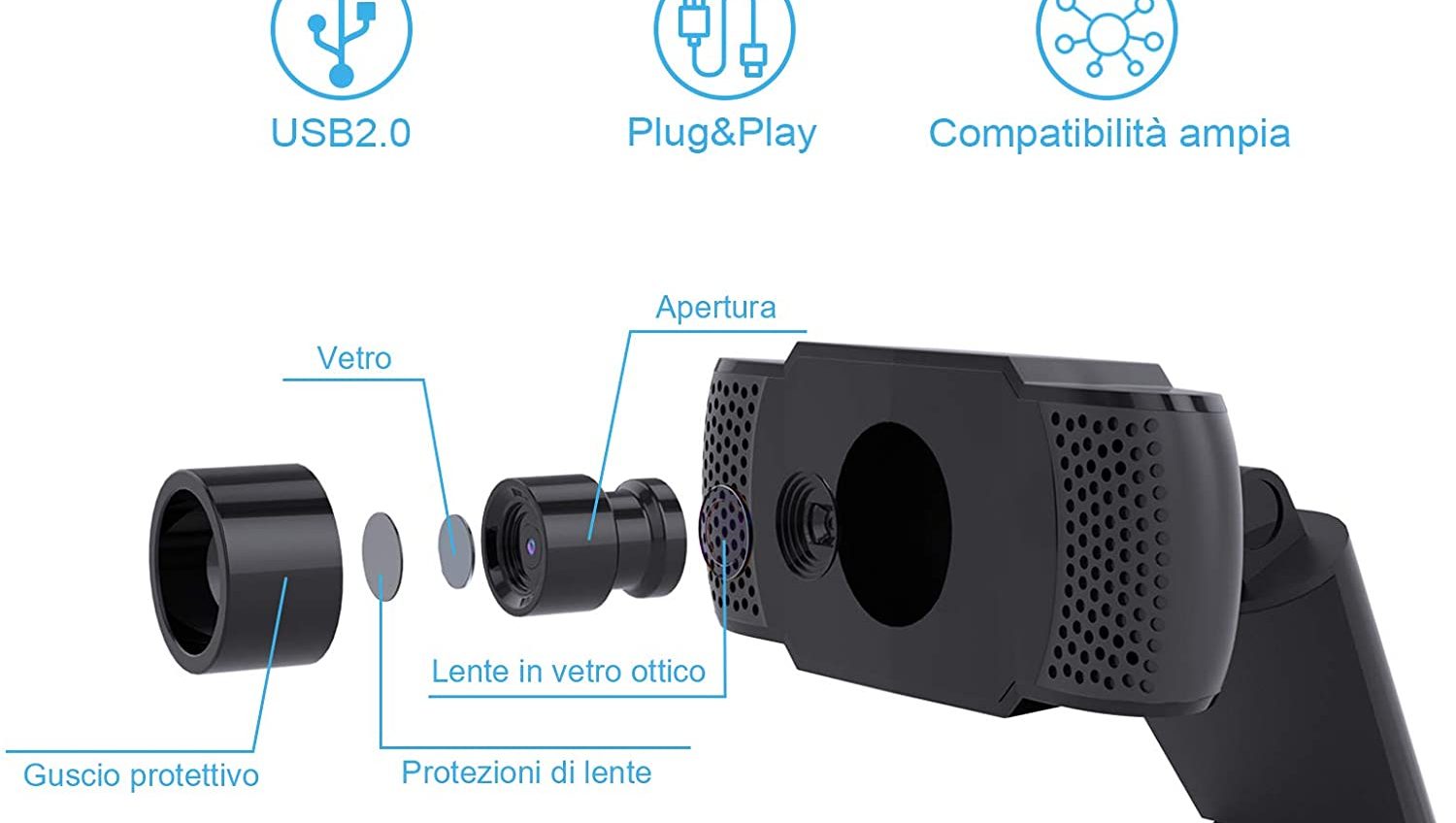 Webcam 1080P con microfono: perfetta per smartworking a 19€