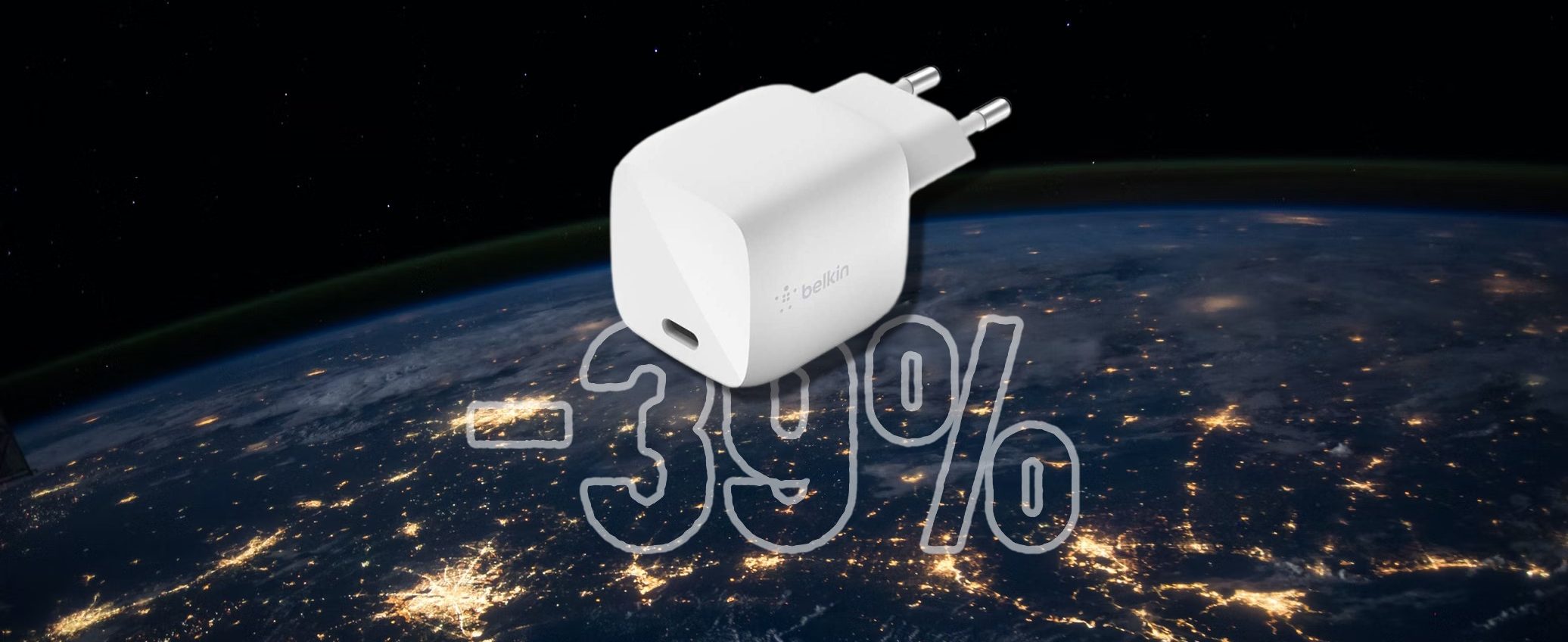 Caricabatterie GaN Belkin da 30W con USB-C: SUPER SCONTO del 39%