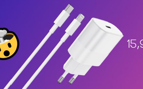 Kit ricarica iPhone: caricabatterie USB-C e cavo da USB-C a Lightning ad un SUPER PREZZO