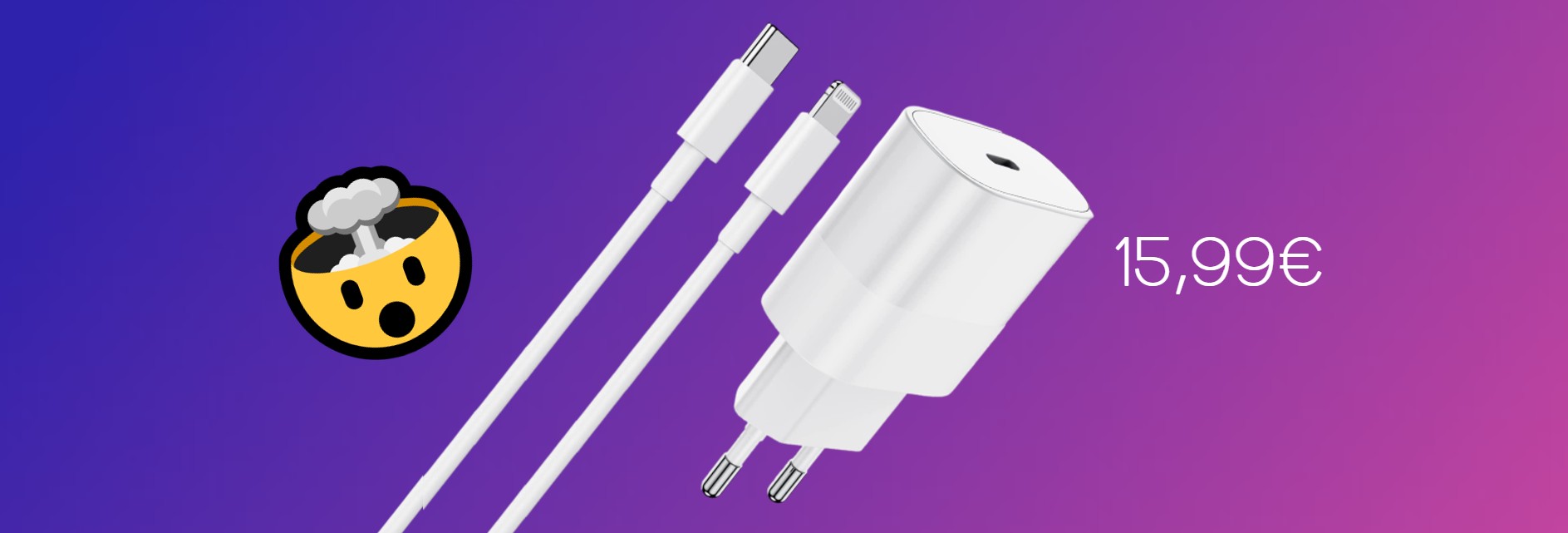 Kit ricarica iPhone: caricabatterie USB-C e cavo da USB-C a Lightning ad un SUPER PREZZO