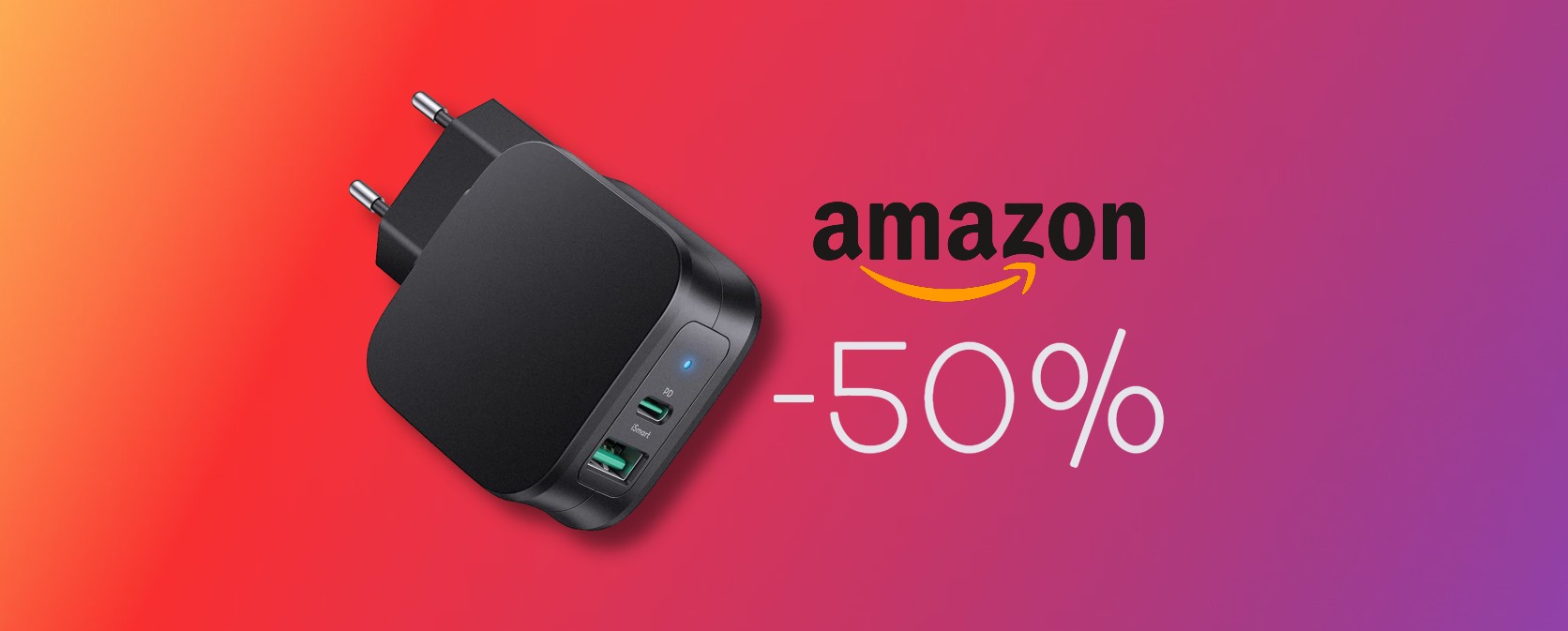 Caricabatterie con USB-C da 30W: PREZZO IRRISORIO con lo SCONTO del 50%