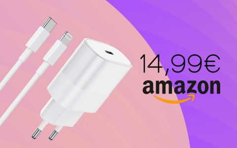 Kit di ricarica MFi con cavo Lightning e caricabatterie USB-C a MENO di 15€ su Amazon